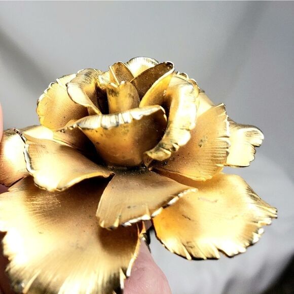 Giovanni | Vintage 60's Gold Blooming Rose Brooch - Picture 3 of 3